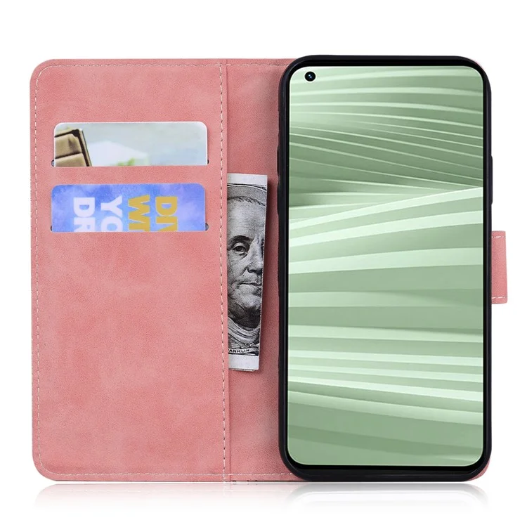 Для Realme 10 Pro 5G Butterfly Printing Phone Stand Cover Shockproof Leather Wallet Case - Розовый