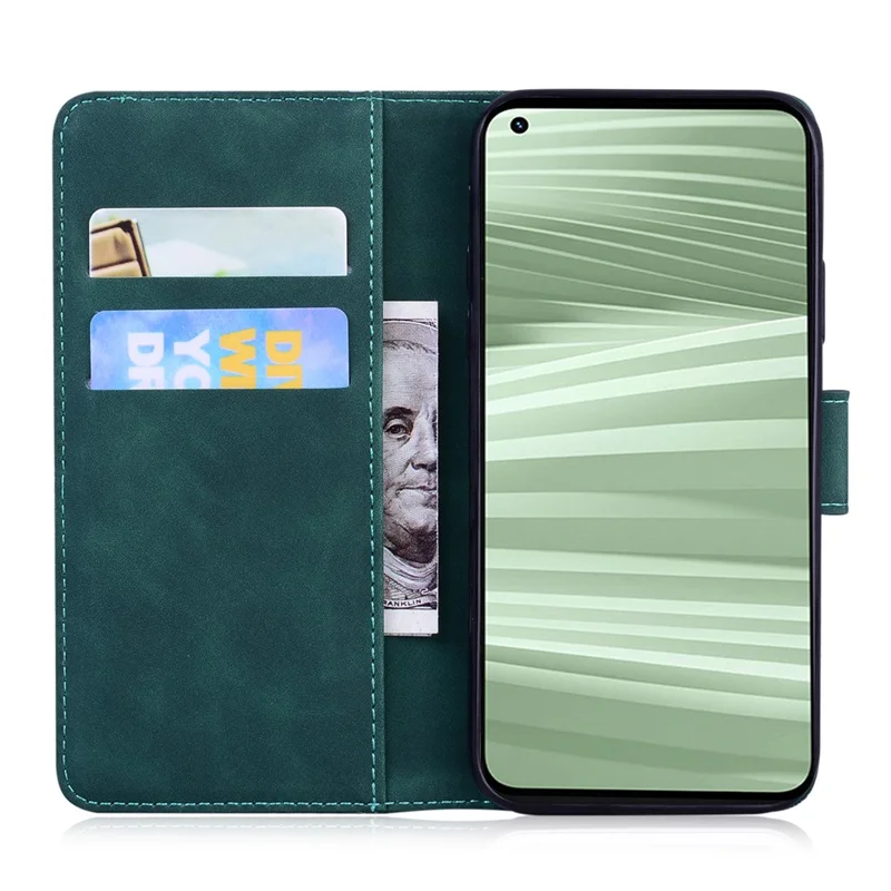 For Realme 10 Pro 5G Butterfly Printing Phone Stand Cover Shockproof Leather Wallet Case - Green