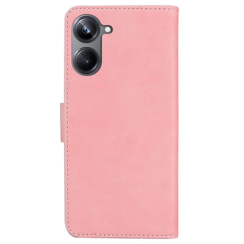 For Realme 10 Pro 5G Solid Color Stand Wallet Cover Anti-fall Flip PU Leather Phone Case  - Pink