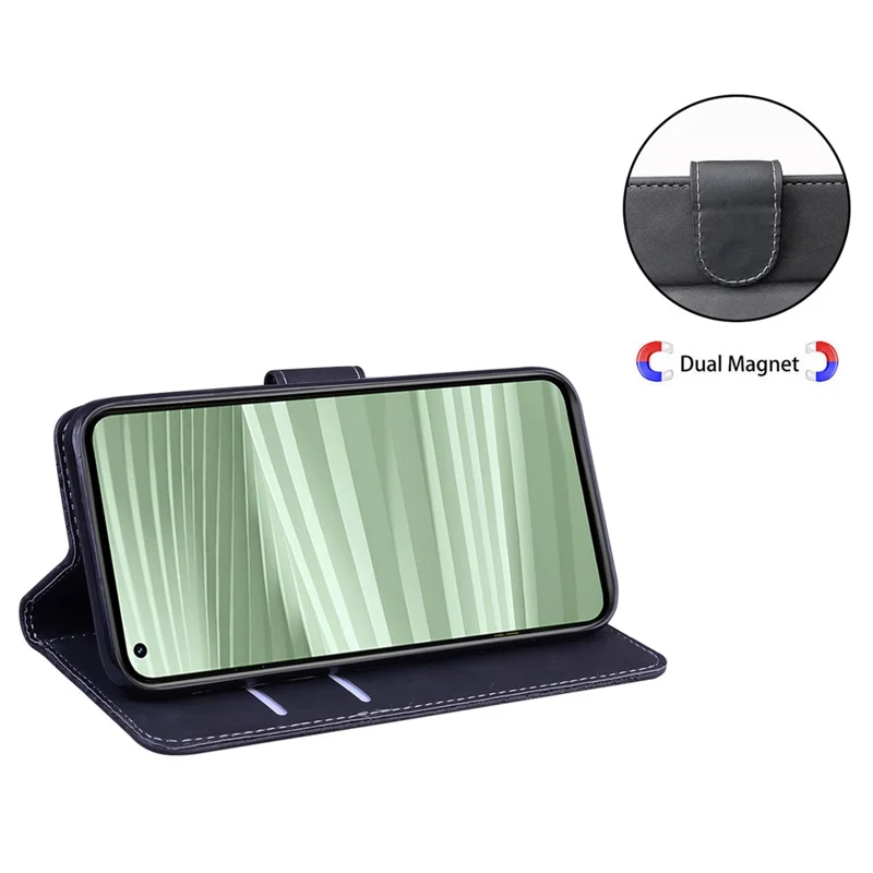 Flip Wallet Case til Realme 10 Pro 5G, med tigerprint i PU-læder med ståfunktion - Sort