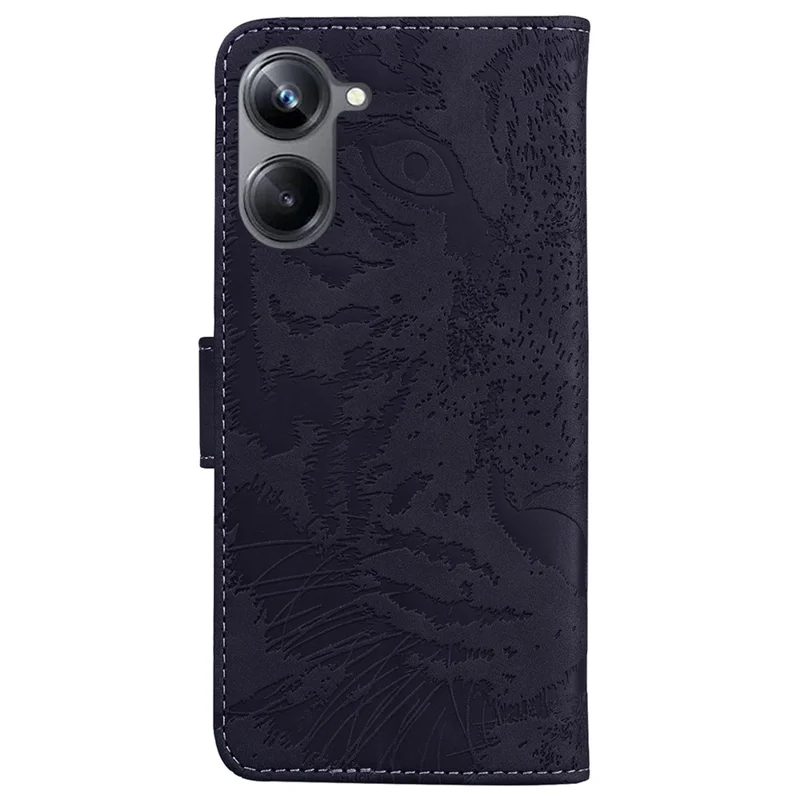 Flip Wallet Case til Realme 10 Pro 5G, med tigerprint i PU-læder med ståfunktion - Sort