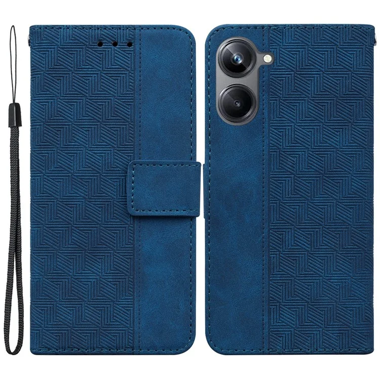 Para Realme 10 Pro 5G Imprinted Leather Phone Case Phone Wallet Stand Protective Cover - Blue