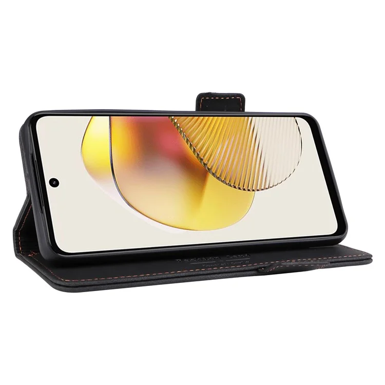 Für Motorola Moto G13 4G / G23 4G / G53 5G Leder Handyhülle Hardware-Dekor Ständer Brieftasche Handyhülle - Schwarz