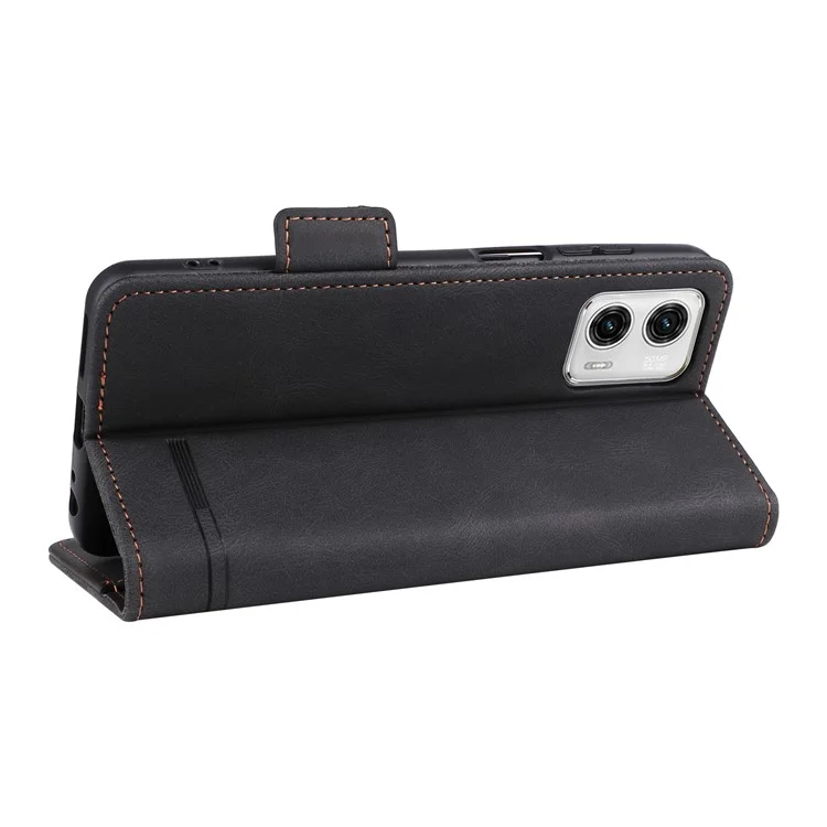 Für Motorola Moto G13 4G / G23 4G / G53 5G Leder Handyhülle Hardware-Dekor Ständer Brieftasche Handyhülle - Schwarz