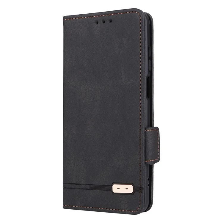 Für Motorola Moto G13 4G / G23 4G / G53 5G Leder Handyhülle Hardware-Dekor Ständer Brieftasche Handyhülle - Schwarz