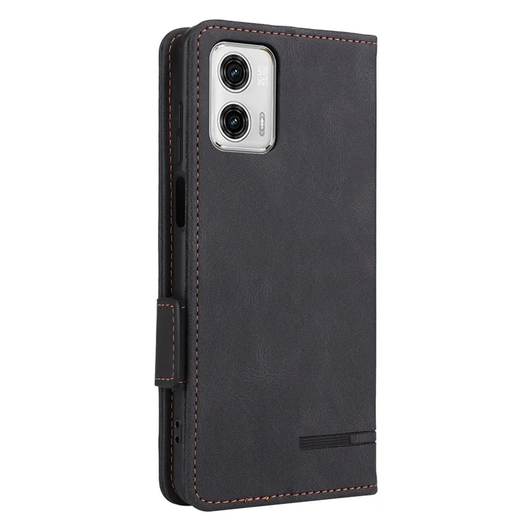 Für Motorola Moto G13 4G / G23 4G / G53 5G Leder Handyhülle Hardware-Dekor Ständer Brieftasche Handyhülle - Schwarz
