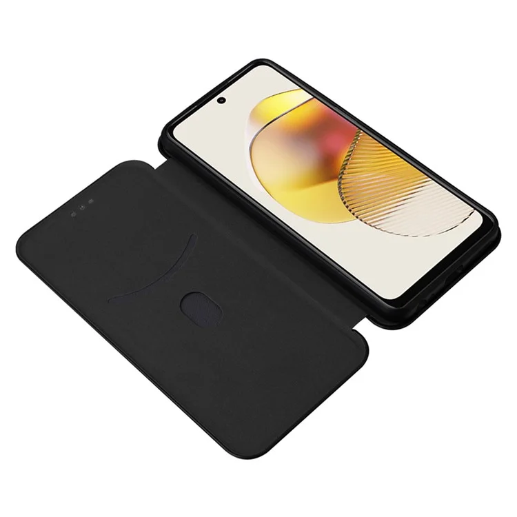 For Motorola Moto G13 4G / G23 4G / G53 5G Phone Case Card Holder Carbon Fiber Texture Leather Stand Cover - Black