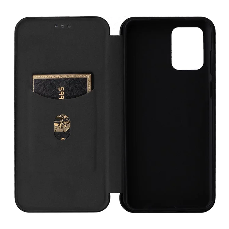 For Motorola Moto G13 4G / G23 4G / G53 5G Phone Case Card Holder Carbon Fiber Texture Leather Stand Cover - Black