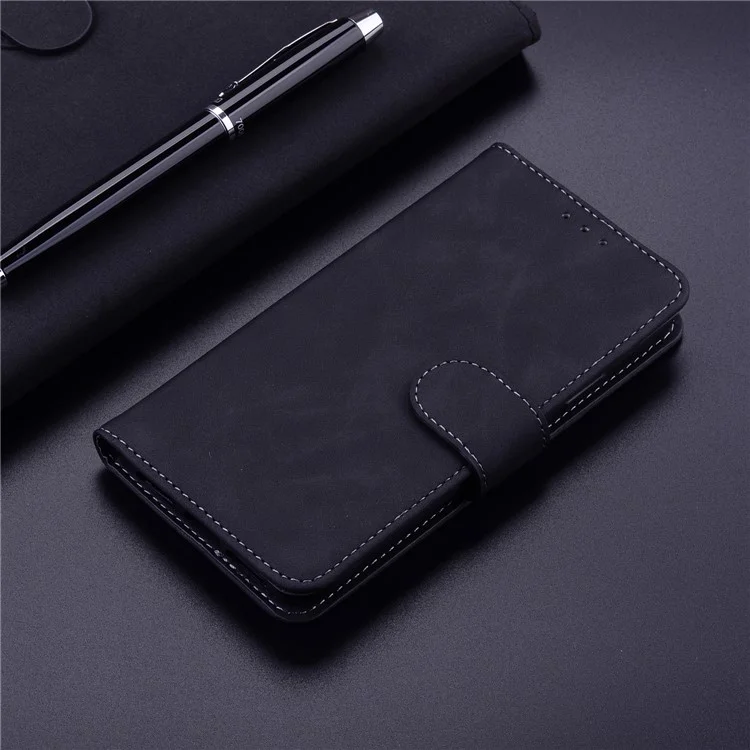 Para Motorola Moto G13 4G / G23 4G / G53 5G Funda de billetera de color sólido con soporte de cuero sintético - Negro