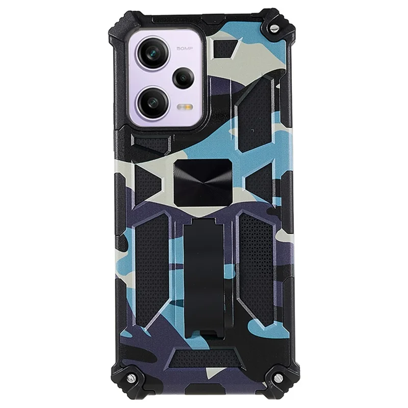 For Xiaomi Redmi Note 12 5G (Global) / (India) / (China) / Poco X5 5G Phone Case Camouflage Kickstand Cover - Navy Blue
