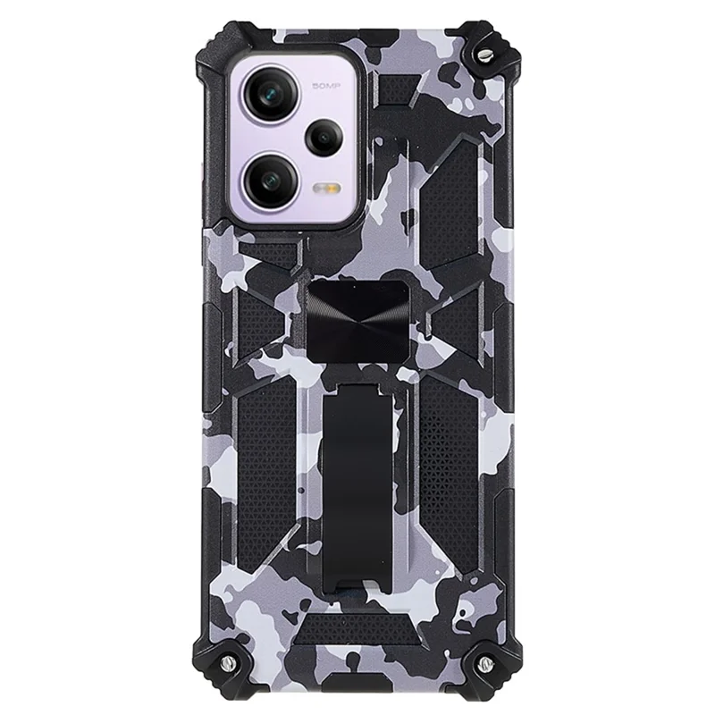 For Xiaomi Redmi Note 12 5G (Global) / (India) / (China) / Poco X5 5G Phone Case Camouflage Kickstand Cover - Black