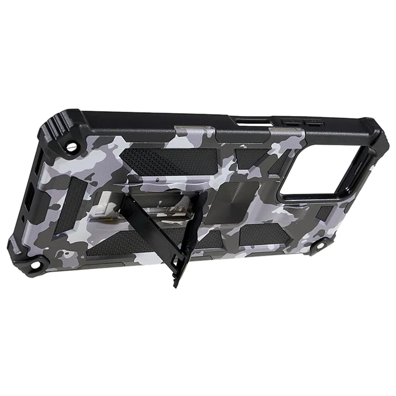 For Xiaomi Redmi Note 12 5G (Global) / (India) / (China) / Poco X5 5G Phone Case Camouflage Kickstand Cover - Black