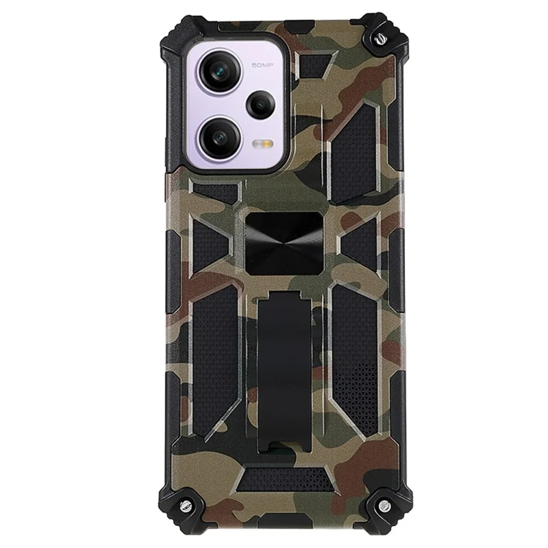 Per Xiaomi Redmi Note 12 5G (Globale) / (India) / (Cina) / Poco X5 5G Custodia per Telefono Mimetica con Supporto - Verde Militare