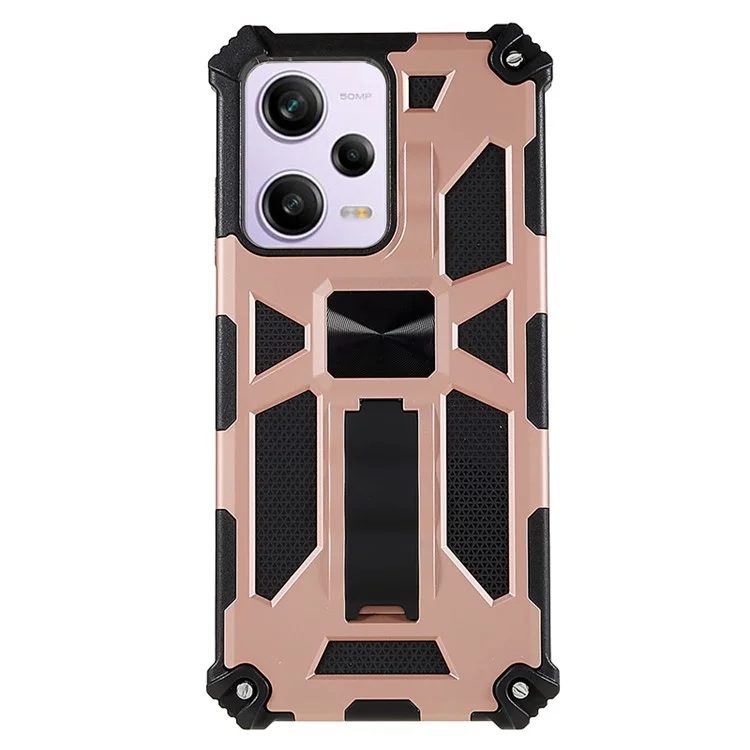 Kickstand Phone Case for Xiaomi Redmi Note 12 Pro 5G / Note 12 Pro Speed 5G / Poco X5 Pro 5G , Hard PC Soft TPU Mobile Phone Cover - Rose Gold