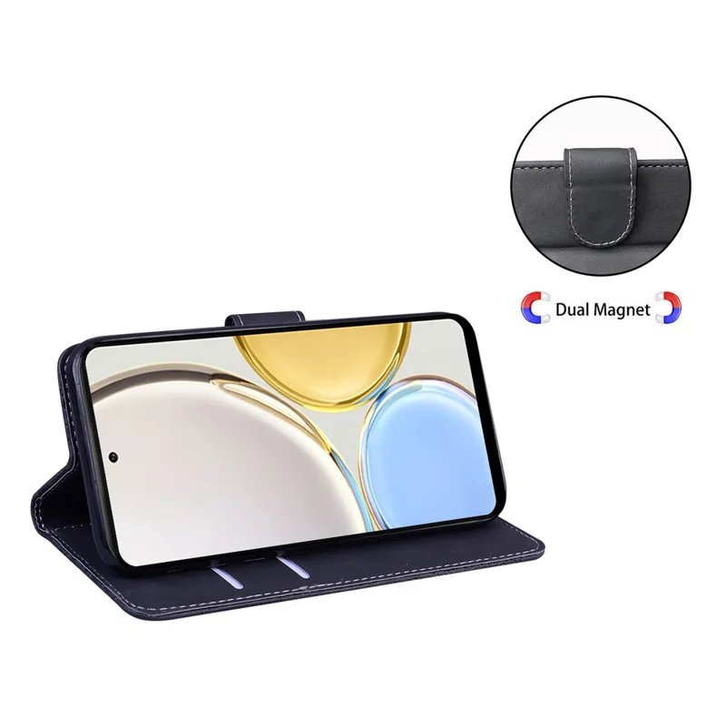 For Honor 70 5G Funda de cartera de piel sintética con patrón de mariposa, interior de TPU y soporte - Negro