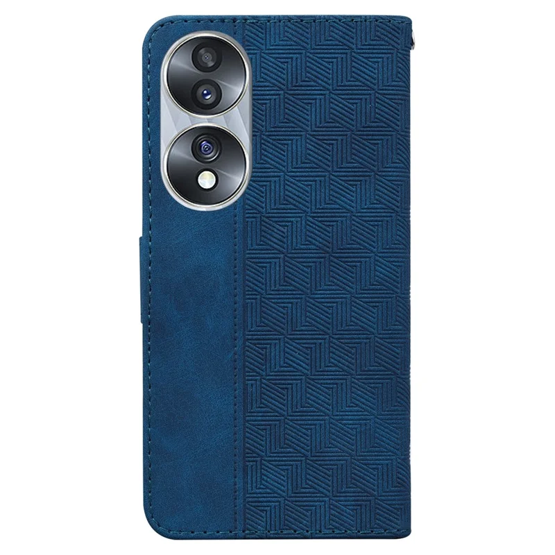 For Honor 70 5G Imprinted Phone Case PU Leather Drop-proof Flip Phone Cover with Wallet Stand - Blue