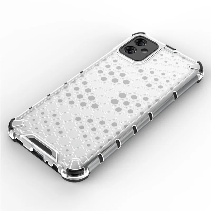 For Samsung Galaxy A04e 4G / F04 4G / M04 4G Cell Phone Case Honeycomb Texture TPU+PC Protective Phone Cover - Blue