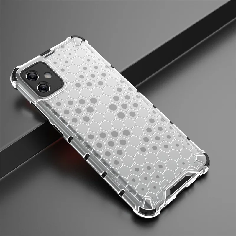 For Samsung Galaxy A04e 4G / F04 4G / M04 4G Cell Phone Case Honeycomb Texture TPU+PC Protective Phone Cover - Blue