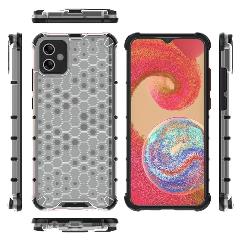 For Samsung Galaxy A04e 4G / F04 4G / M04 4G Cell Phone Case Honeycomb Texture TPU+PC Protective Phone Cover - Blue