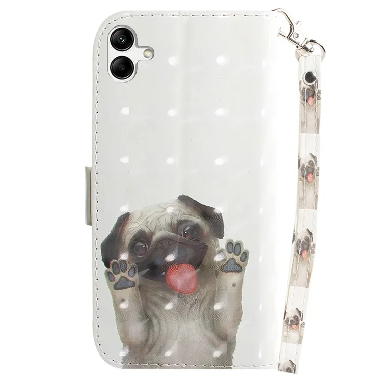 Para Samsung Galaxy A04e 4G / F04 4G / M04 4G Funda de Piel de PU Resistente a Arañazos con Soporte y Correa - Pug