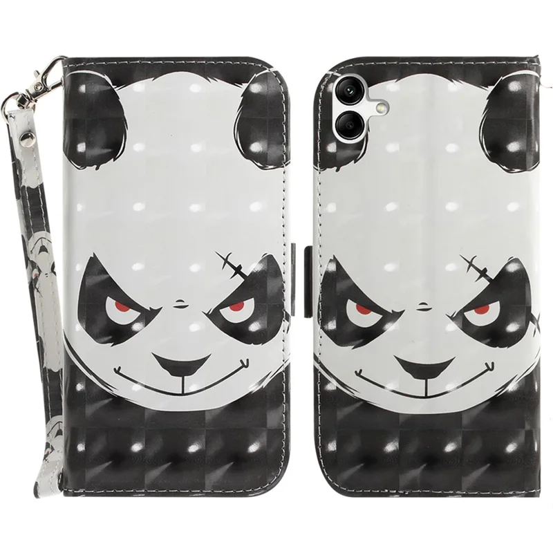 Per Samsung Galaxy A04e 4G / F04 4G / M04 4G Custodia in pelle PU Antigraffio Portafoglio Cover per telefono con Cinturino - Angry Panda