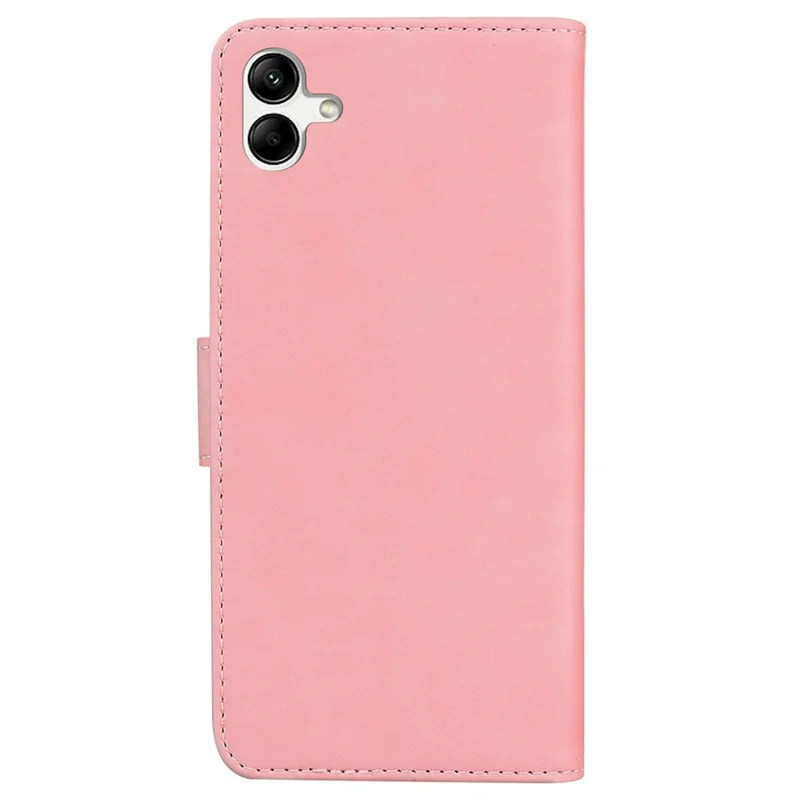 For Samsung Galaxy A04e 4G / F04 4G / M04 4G Phone Wallet Case Solid Color PU Leather Stand Cover - Pink