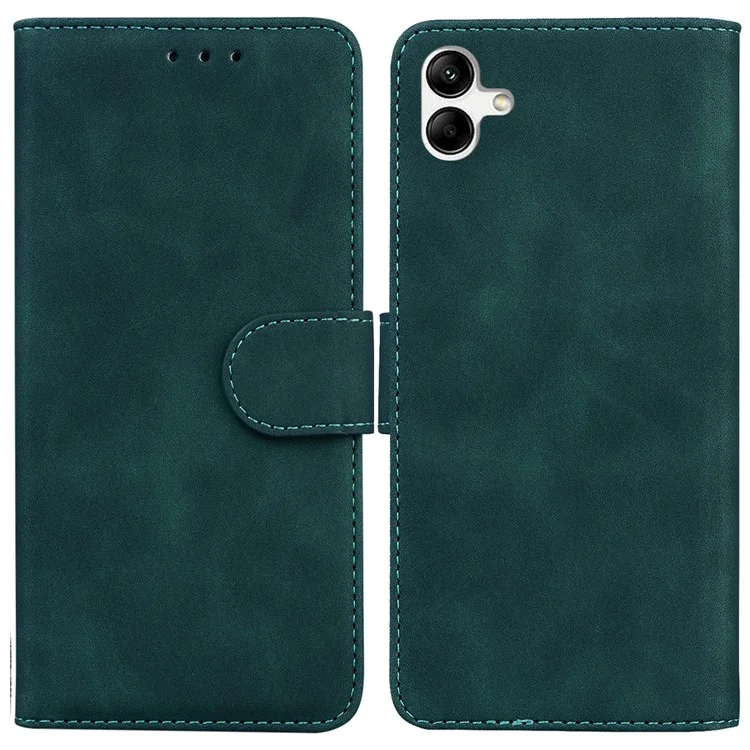 For Samsung Galaxy A04e 4G / F04 4G / M04 4G Phone Wallet Case Solid Color PU Leather Stand Cover - Green