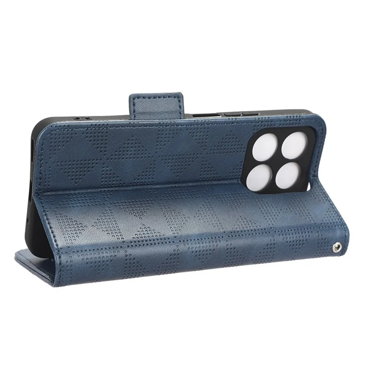 Funda de teléfono 4G For Honor X8a de piel sintética con soporte, diseño a cuadros, color azul