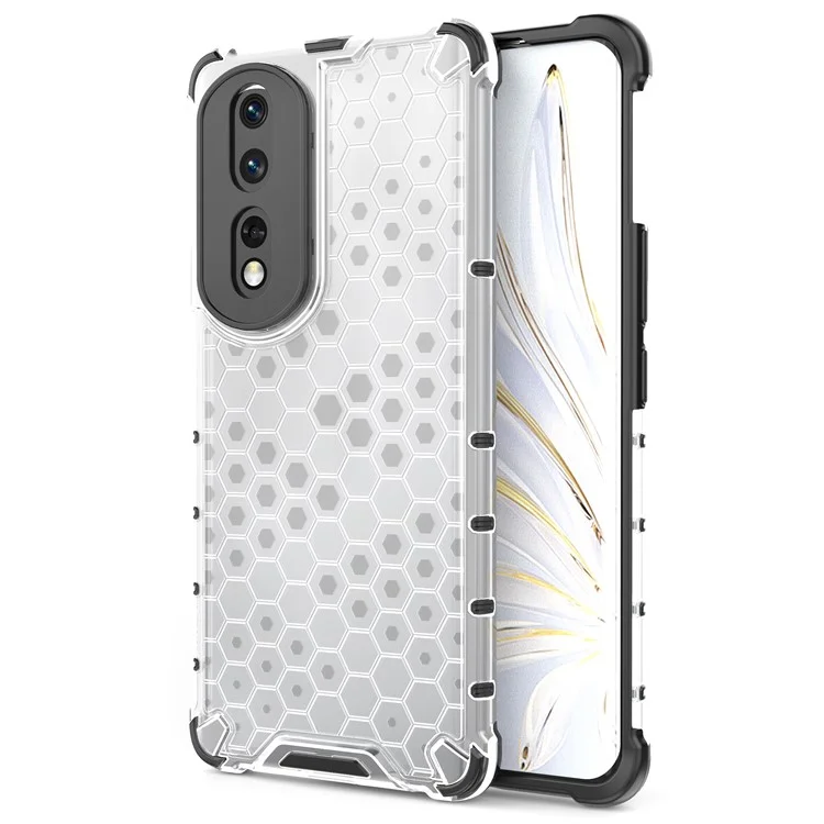 Para Honor 80 5G Panal de Nido de Abeja Textura TPU+PC Funda de Teléfono a Prueba de Golpes Cubierta Trasera - Gris