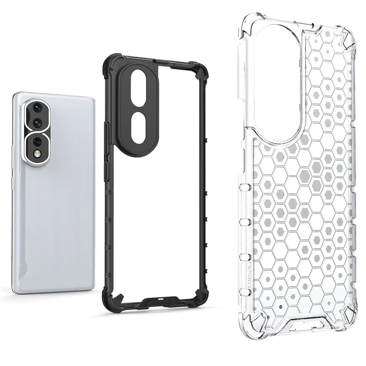Para Honor 80 5G Panal de Nido de Abeja Textura TPU+PC Funda de Teléfono a Prueba de Golpes Cubierta Trasera - Gris