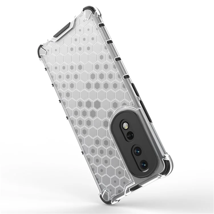 Para Honor 80 5G Panal de Nido de Abeja Textura TPU+PC Funda de Teléfono a Prueba de Golpes Cubierta Trasera - Gris