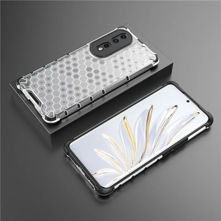 Para Honor 80 5G Panal de Nido de Abeja Textura TPU+PC Funda de Teléfono a Prueba de Golpes Cubierta Trasera - Gris