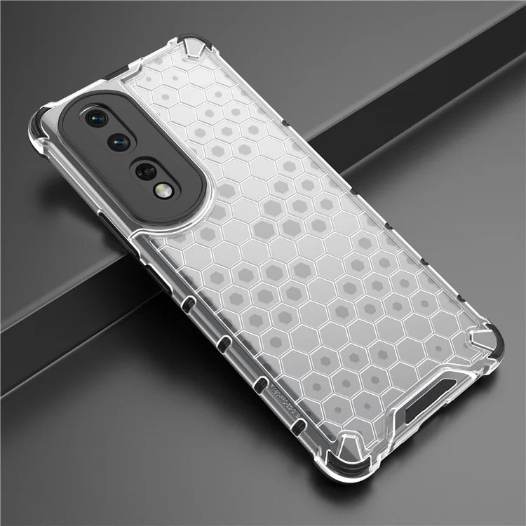 Para Honor 80 5G Panal de Nido de Abeja Textura TPU+PC Funda de Teléfono a Prueba de Golpes Cubierta Trasera - Gris
