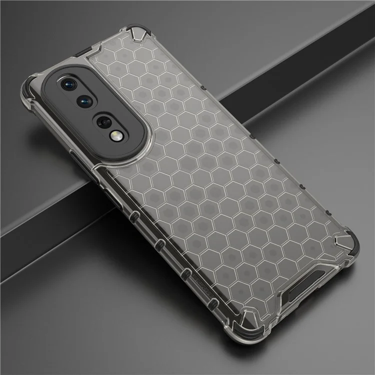 For Honor 80 Pro 5G Texture en nid d'abeille TPU+PC Coque de téléphone antichoc Couverture arrière - Noir