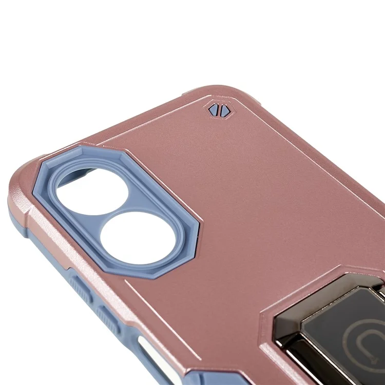For Oppo A17 4G Anti-drop Phone Case PC + TPU Protective Cover with Ring Kickstand - Rose Gold
