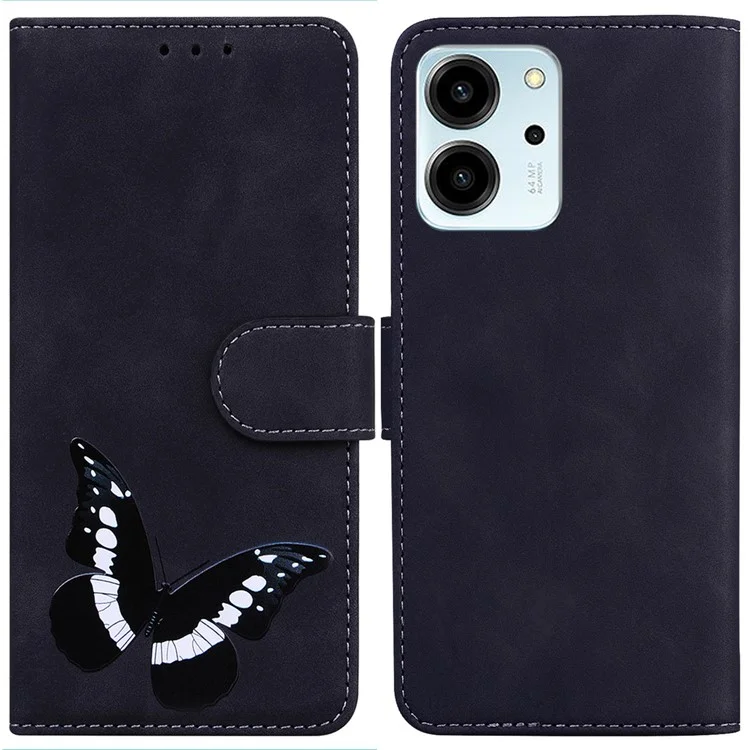Pour Honor 80 SE 5G PU Leather Flip Protective Case Butterfly Pattern Printed Phone Cover with Wallet Stand - Noir