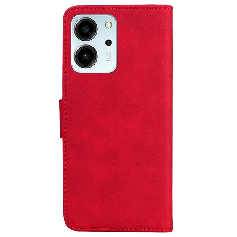 For Honor 80 SE 5G PU Leather Flip Protective Case Butterfly Pattern Printed Phone Cover with Wallet Stand - Red