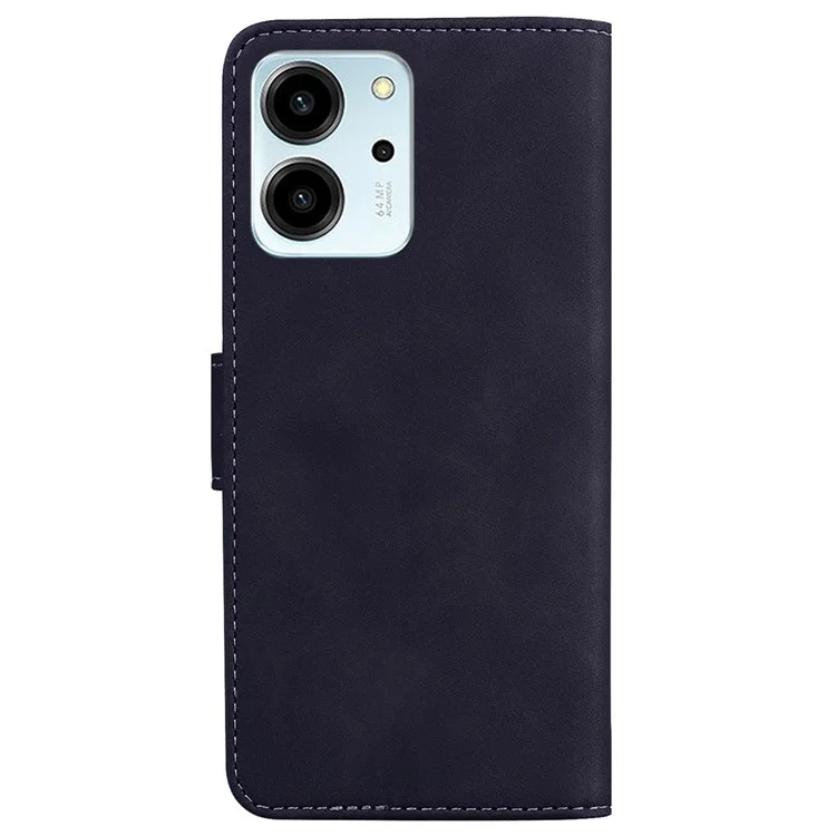 For Honor 80 SE 5G Smartphone Case Sólida de Cor Preta em Couro PU com Suporte Flip Carteira