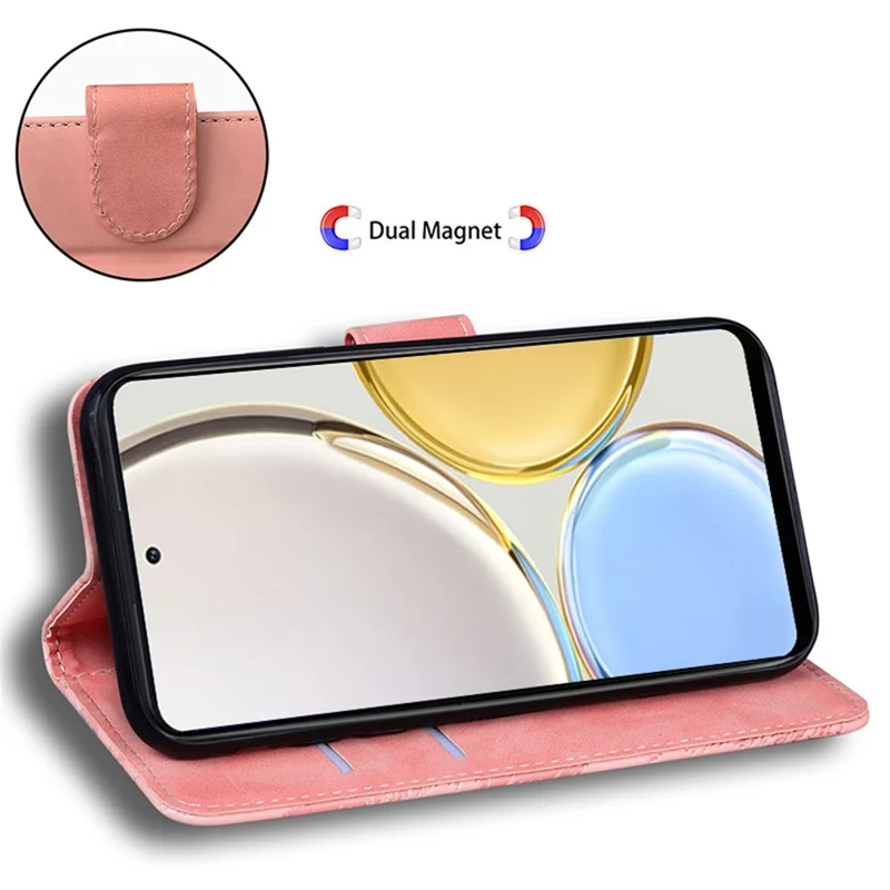 For Honor 80 SE 5G PU Leather Wallet Case Flip Stand Tiger Pattern Imprinted Phone Cover - Pink
