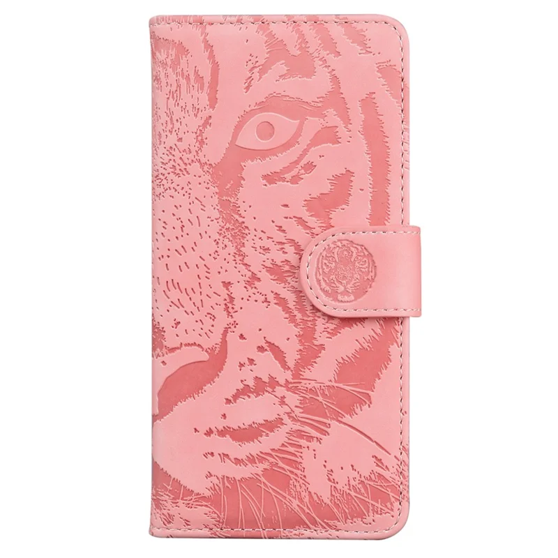 For Honor 80 SE 5G PU Leather Wallet Case Flip Stand Tiger Pattern Imprinted Phone Cover - Pink