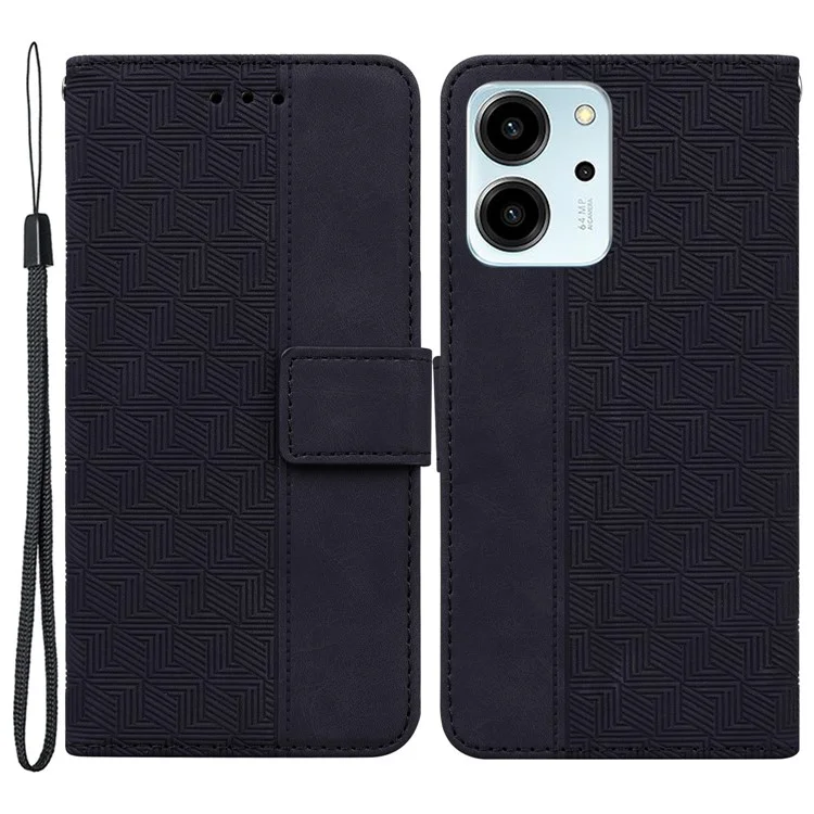 For Honor 80 SE 5G Anti-scratch Smartphone Case Phone Wallet Stand Imprinted Leather Phone Cover - Schwarz