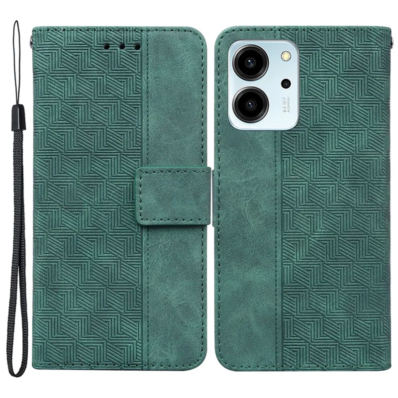 For Honor 80 SE 5G Anti-scratch Smartphone Case Phone Wallet Stand Imprinted Leather Phone Cover - Green