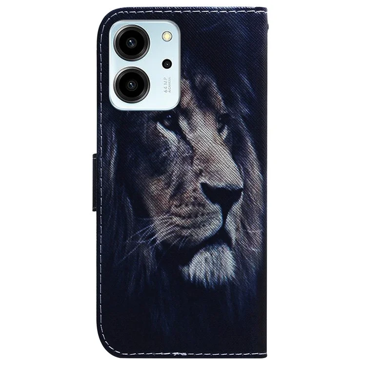 For Honor 80 SE 5G Patrón de impresión Funda con tapa de piel sintética resistente a caídas - León