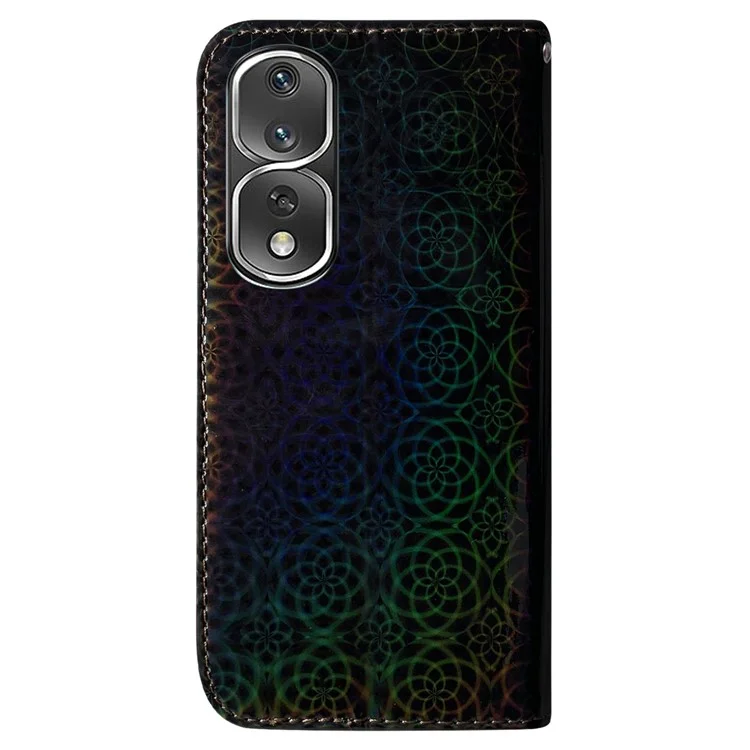 Anti-drop Phone Cover For Honor 80 Pro 5G , Dazzling Flower Pattern Flip Leather Wallet Case Stand with Strap - Black