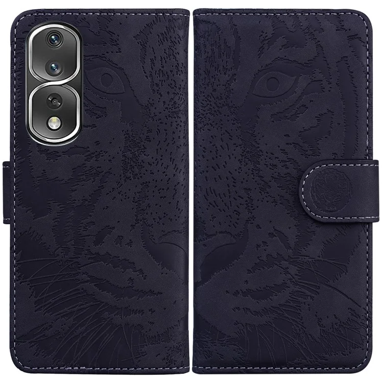 For Honor 80 Pro 5G Funda de Teléfono con Billetera de Cuero de Poliuretano con Diseño de Tigre - Negro