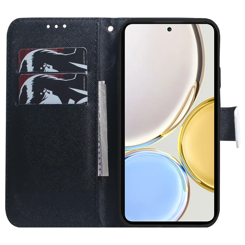 Pattern Printing Cover for Honor 80 Pro 5G , Magnetic Clasp PU Leather Wallet Stand Phone Case - Dog and Wolf