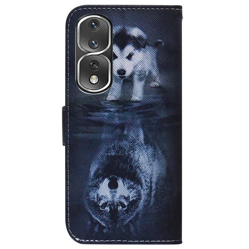 Pattern Printing Cover for Honor 80 Pro 5G , Magnetic Clasp PU Leather Wallet Stand Phone Case - Dog and Wolf