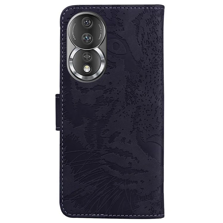 Para Honor 80 5G PU Cuero Funda Teléfono Caso Patrón Tigre Estampado Plegable Soporte Cartera Cubierta - Negro