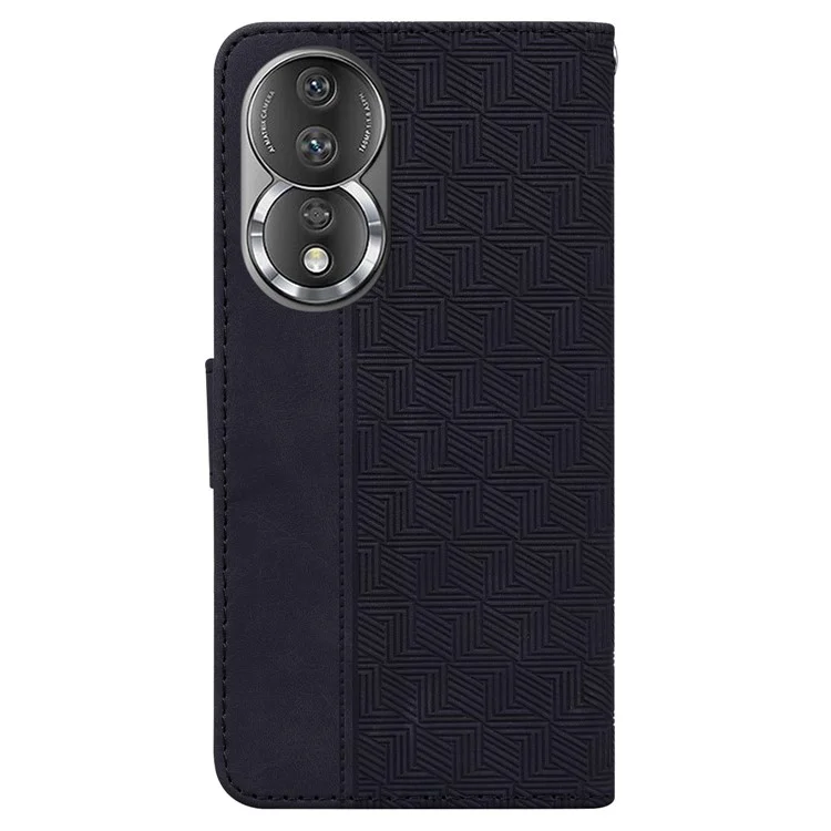 Funda de teléfono anticalda para Honor 80 5G Funda de billetera de piel estampada Soporte Funda protectora - Negro