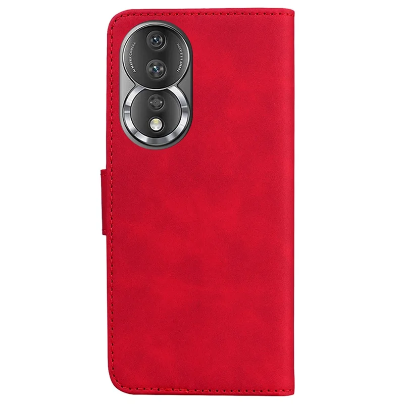 For Honor 80 5G PU Leather Wallet Phone Case Solid Color Stand Magnetic Flip Cover - Red